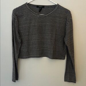 Striped Cropped Long Sleeve Top